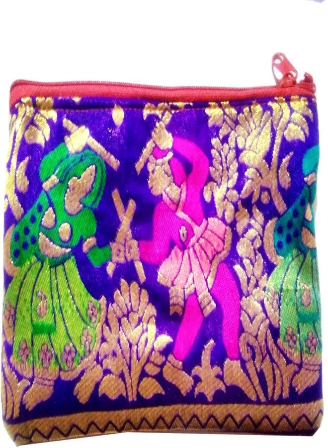 SWAMI- Women's Brocade HAND PURSE WITH GOLDEN Floral work FOR GIRLS AND WOMEN,for wedding,party or any ceremony. - Image 2